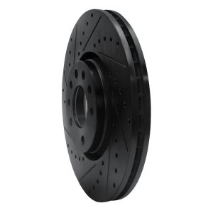 Cadillac BLS Brake Rotor (1) - Front Left - R1 Concepts - Drilled & Slotted - Black - `03-`11